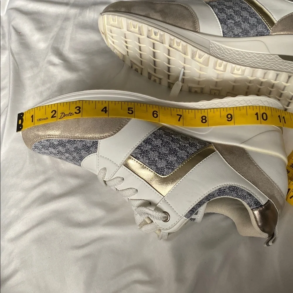 Elegant Women's Platform Sneakers - White, Gold, and Gray